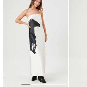 Satin Horse Graphic Maxi Slip Dress